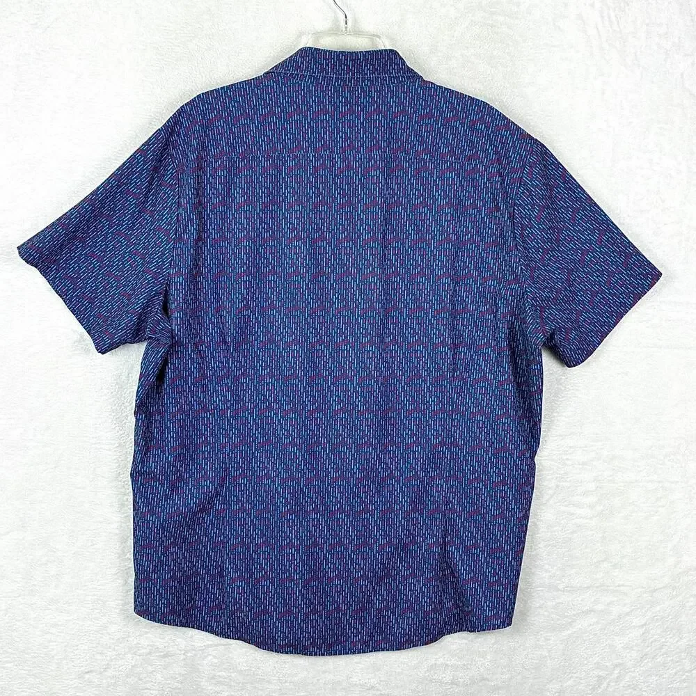 Mizzen + Main Polo Shirt Mens XL Blue Versa Geometric Dots Performance Stretch